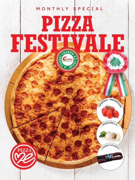 A Pizza Me hivatalos kolbászfesztivál pizzája