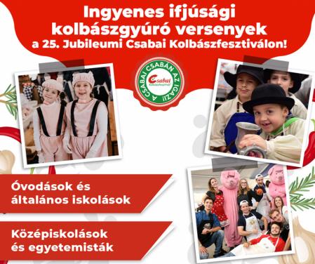 Ingyenes ifjúsági gyúrások a 25. Jubileumi Csabai Kolbászfesztiválon!